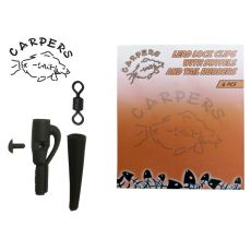 CARPERS LEAD LOCK CLIPS WITH SWIV.AND TAIL RUBBERS