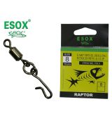 ESOX CARP SWIVEL ROLLING W/SOLID RING & CLIP / 10 ks