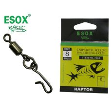 ESOX CARP SWIVEL ROLLING W/SOLID RING & CLIP / 10 ks